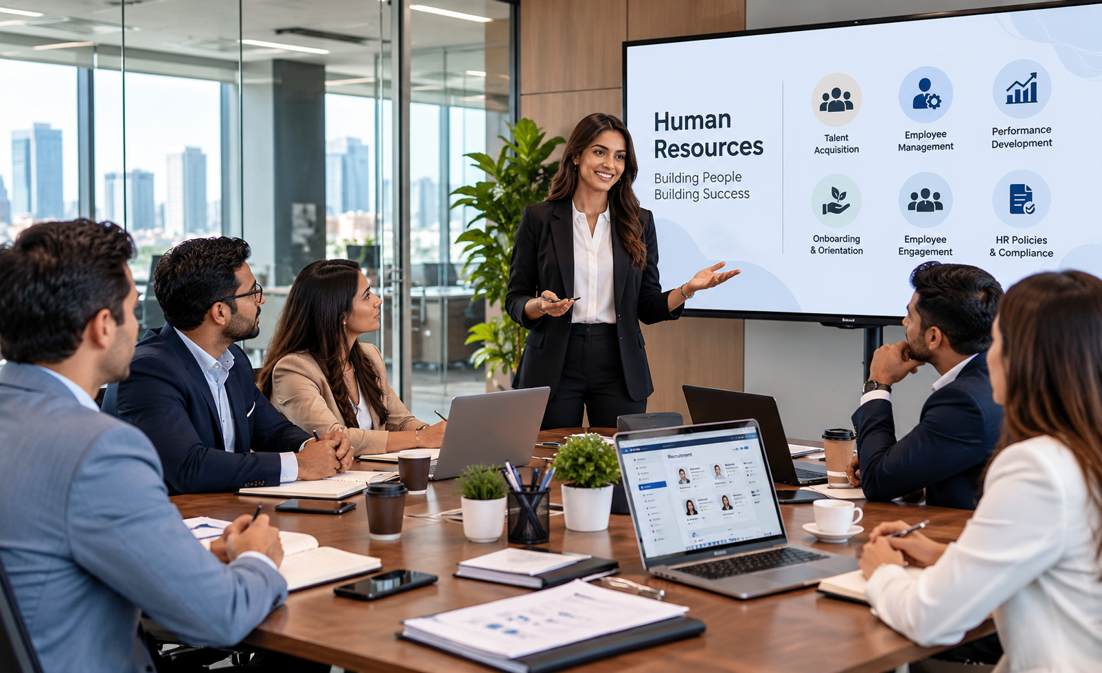 Human resources team presentation in a modern office